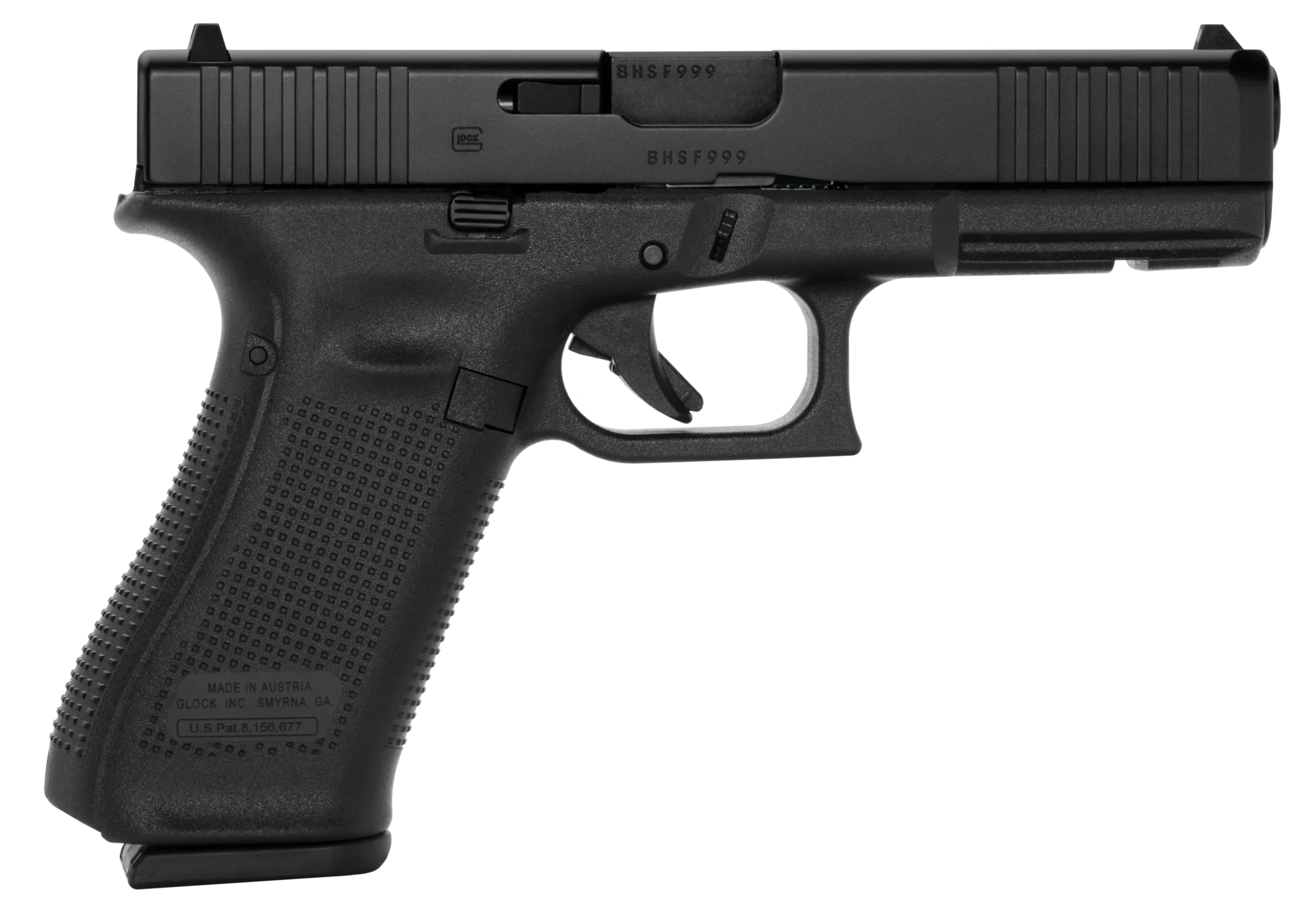 Glock 17 Gen 5 handgun with improved trigger, barrel, and ergonomic design