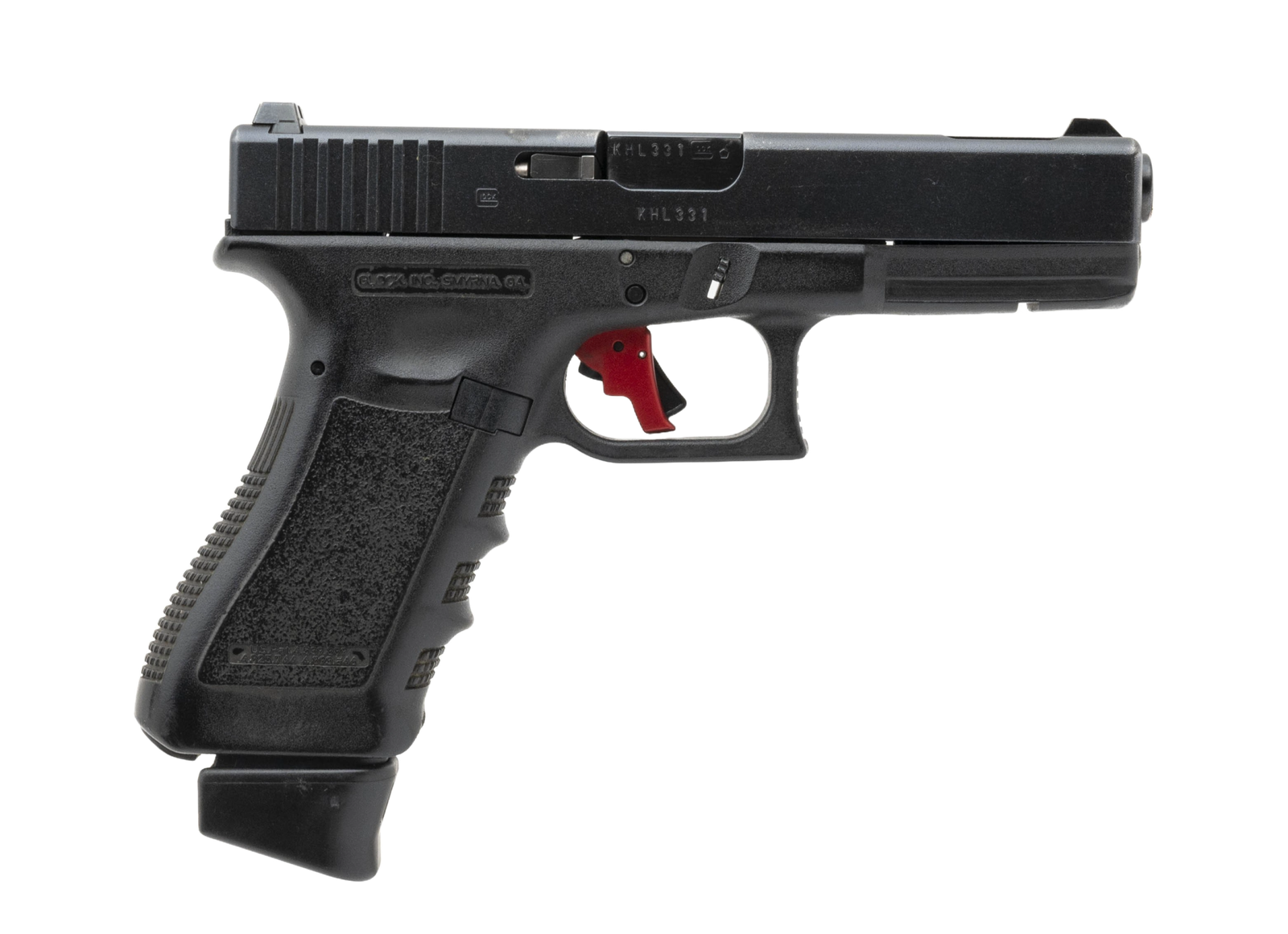 Glock 17C Gen 3 handgun with compensated barrel and polymer frame